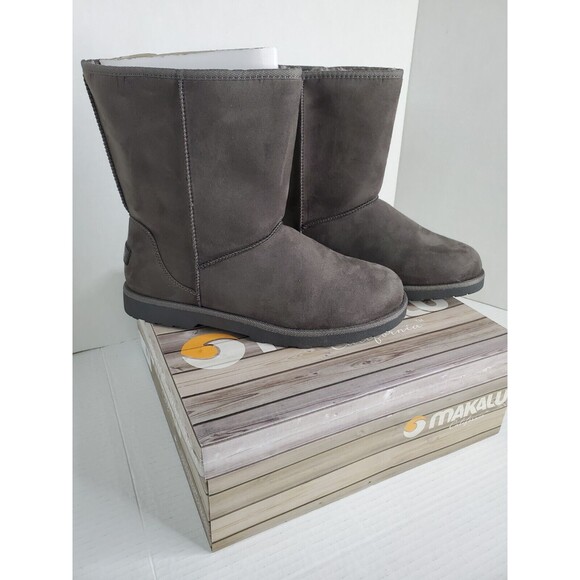 Women’s Size 10 Makalu California Faux Fur Lining Gray Faux Suede Winter Boots - Picture 1 of 7